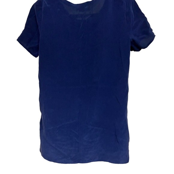 R | Label Navy Blue Short Sleeve Silk Top Women’s Size XS - Picture 2 of 10